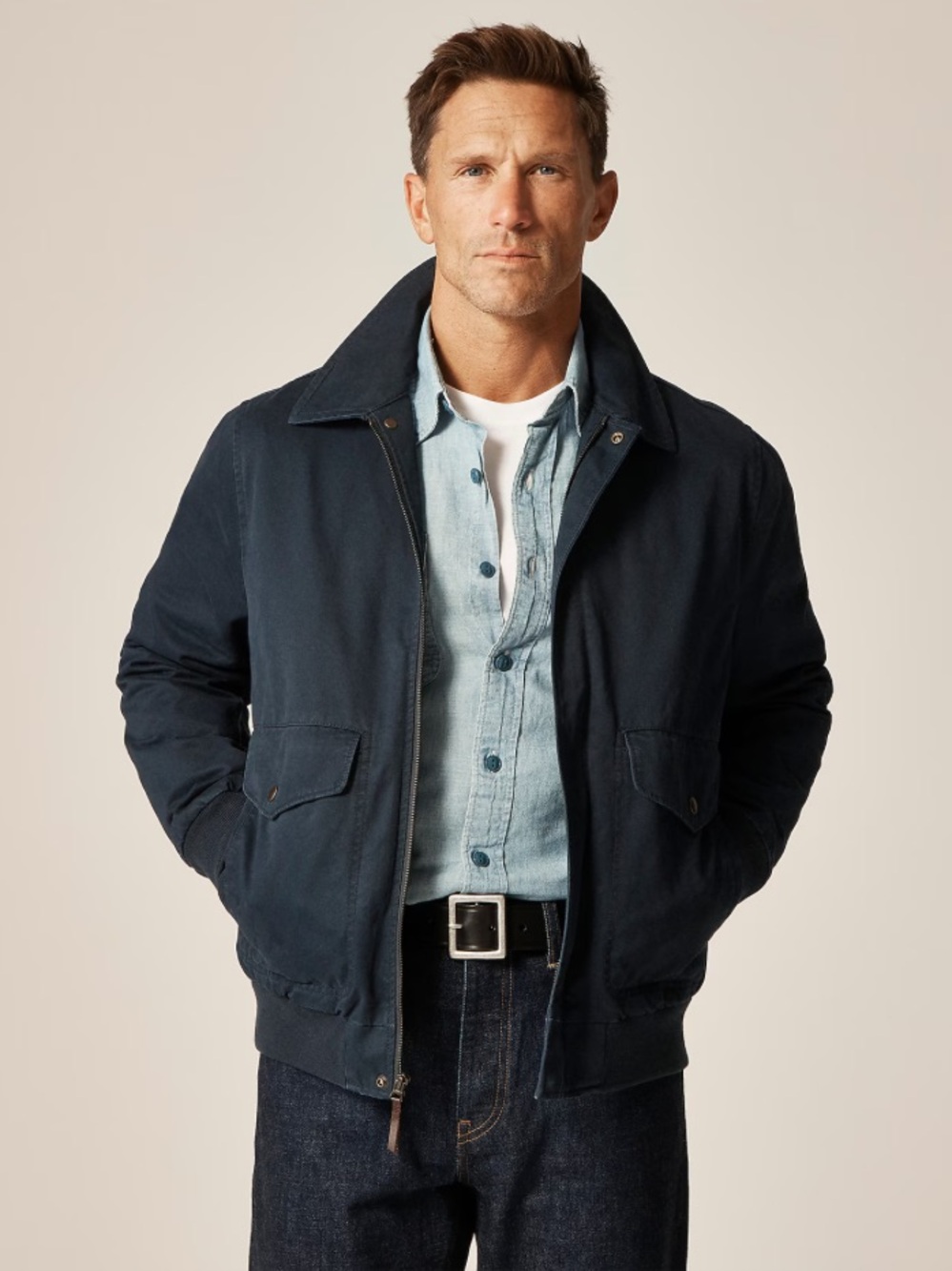 Wallace & Barnes Wallace & Barnes flight jacket in cotton chino - Navy